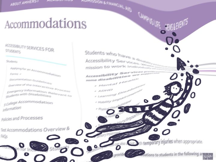 A zoomed-in picture of a figure floating around the Amherst College webpage for accommodations. 